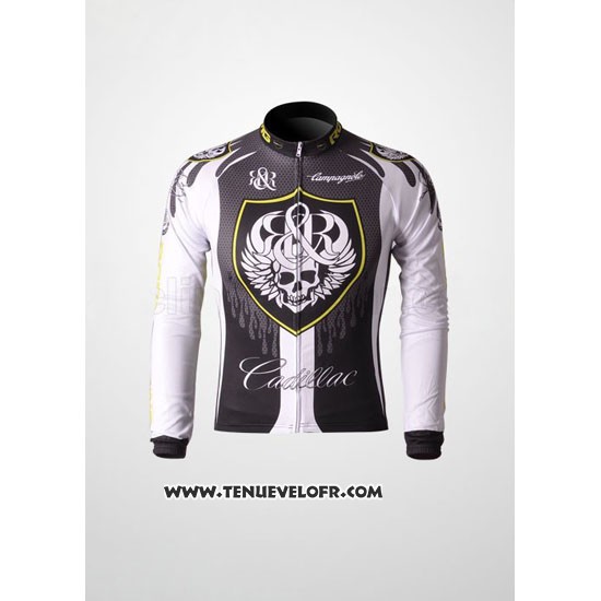 2010 Maillot Ciclismo Rock Racing Argent et Blanc Manches Longues et Cuissard